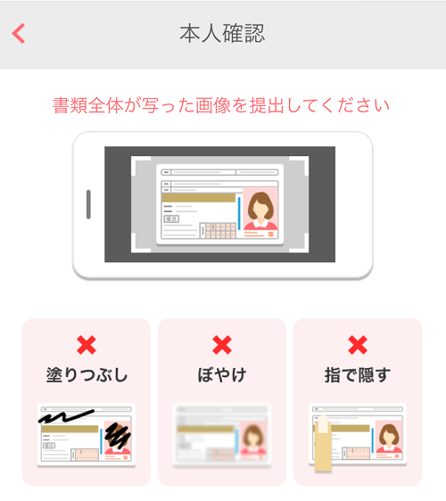 withの免許証での本人確認画面